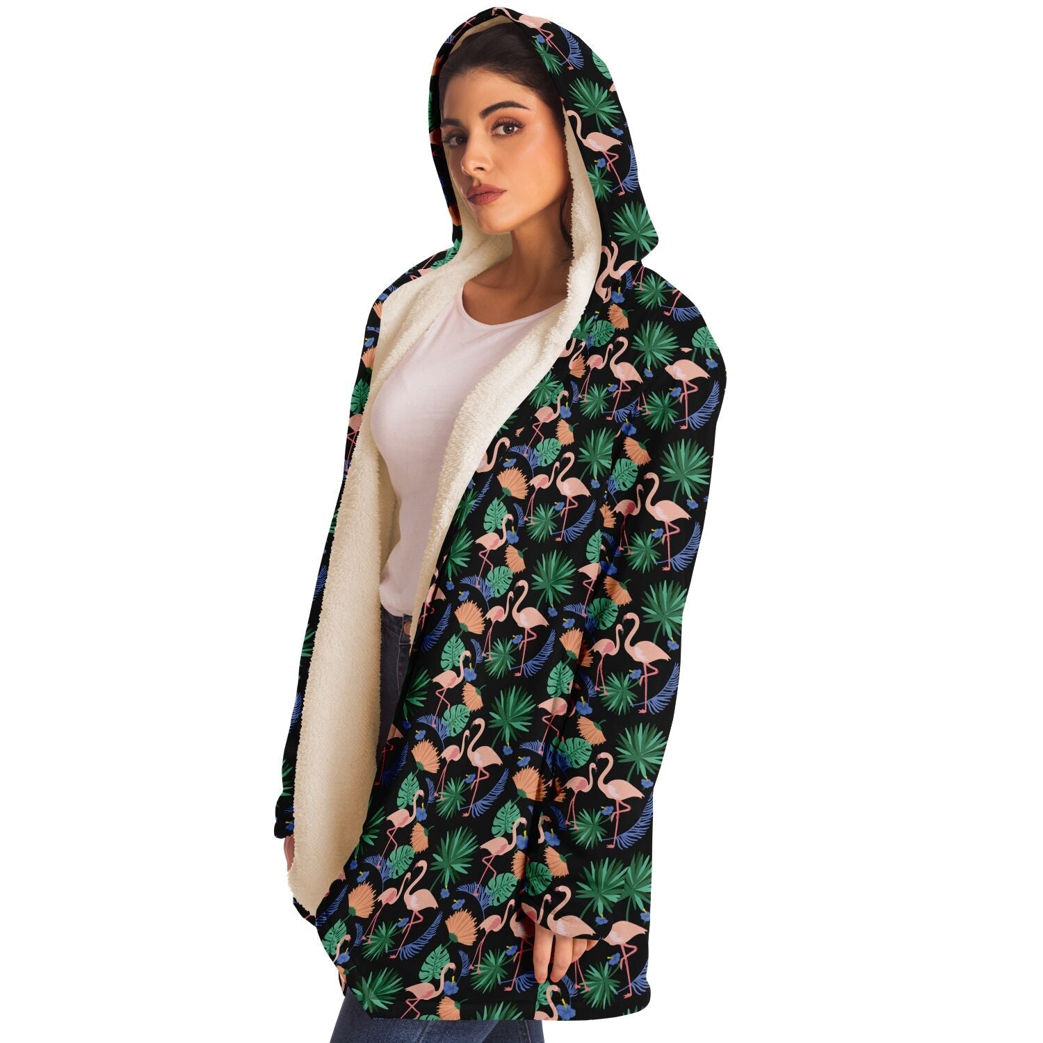 Flamingo Exotic Floral Cloak Hoodie