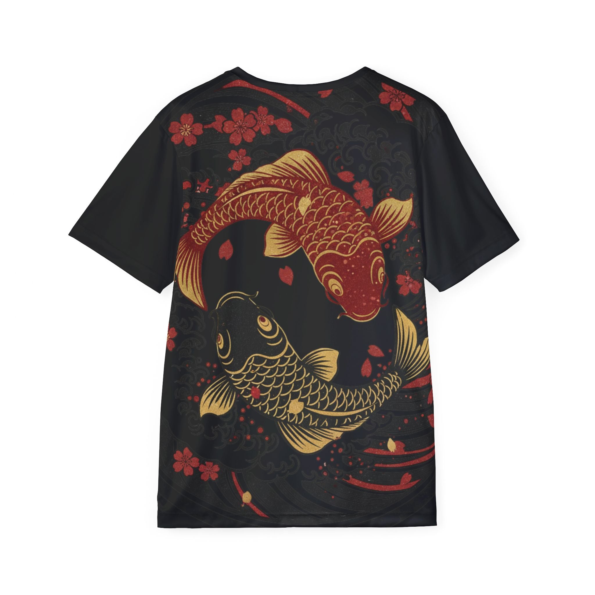 Koi Yin Yang Sports Jersey – Gold & Red Japanese Koi Fish Athletic Tee