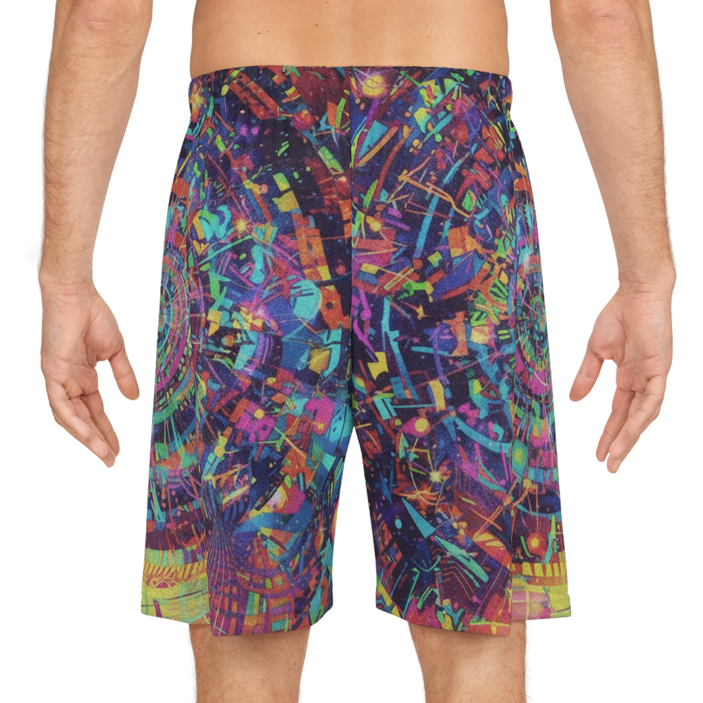 Abstract Neon Galaxy Basketball Shorts