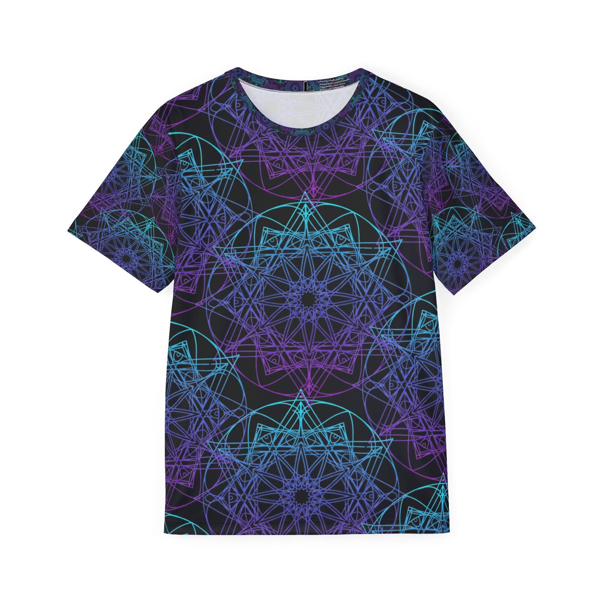 Geometric Mandala Sports Jersey – Neon Purple & Teal All-Over Print