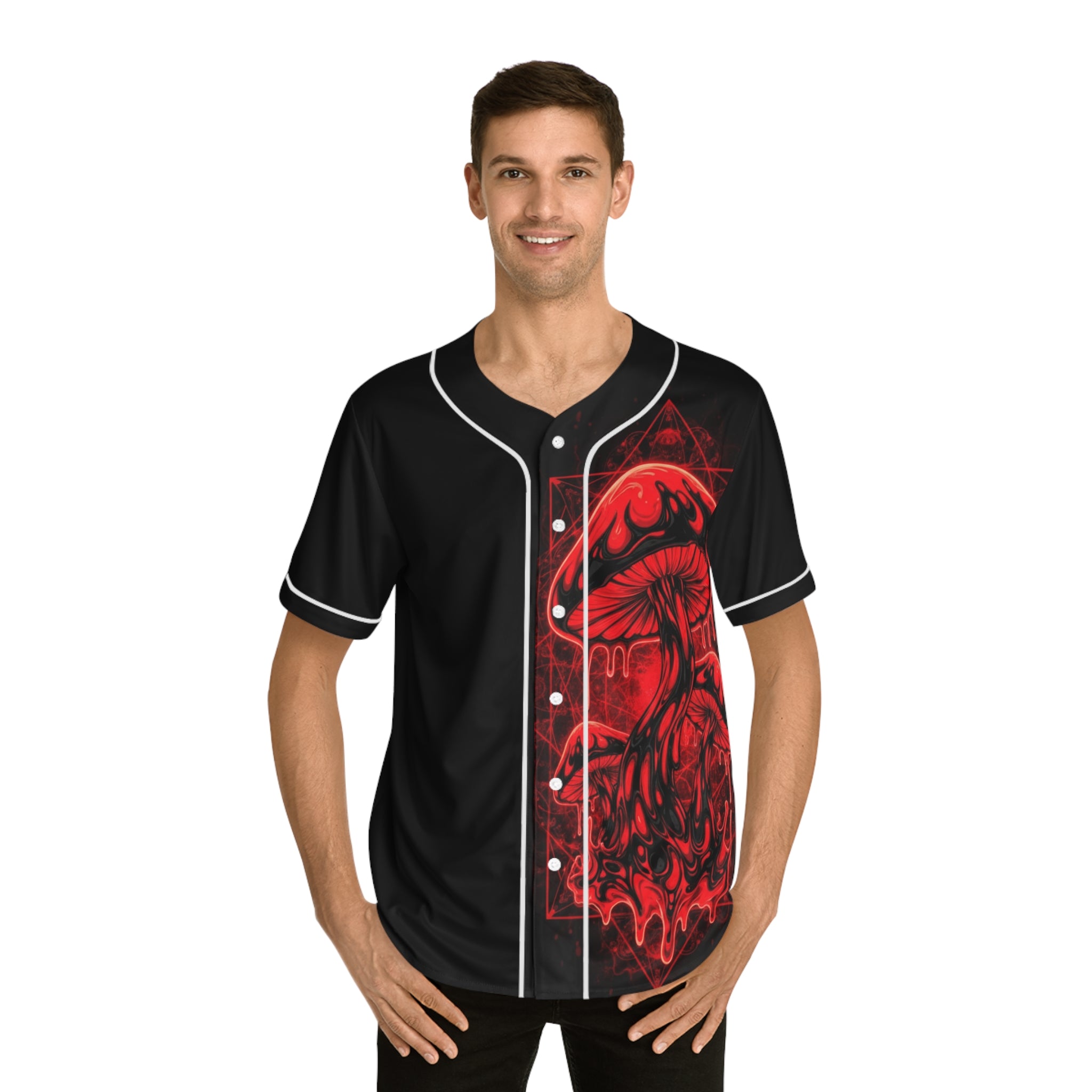 Red Dripping Mushroom Baseball Jersey