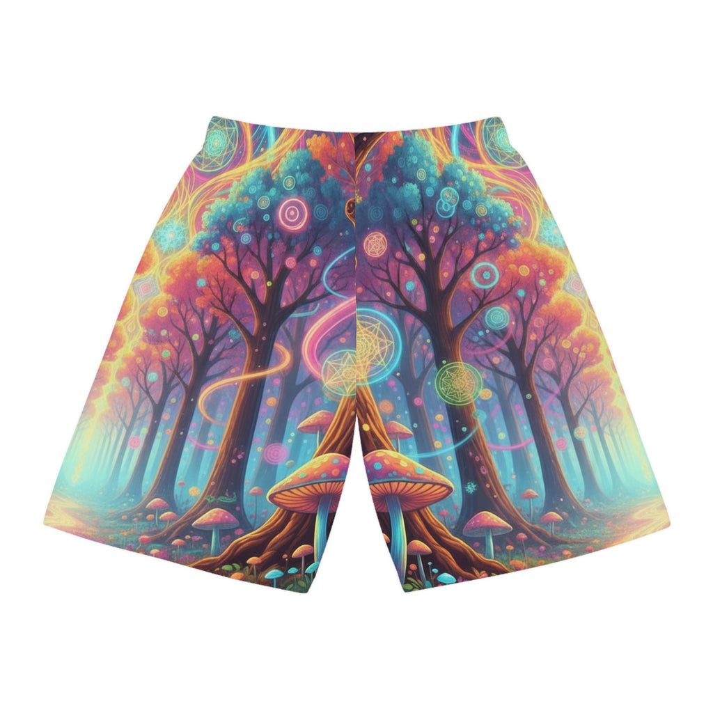 Psychedelic Fantasy Forest Basketball Shorts