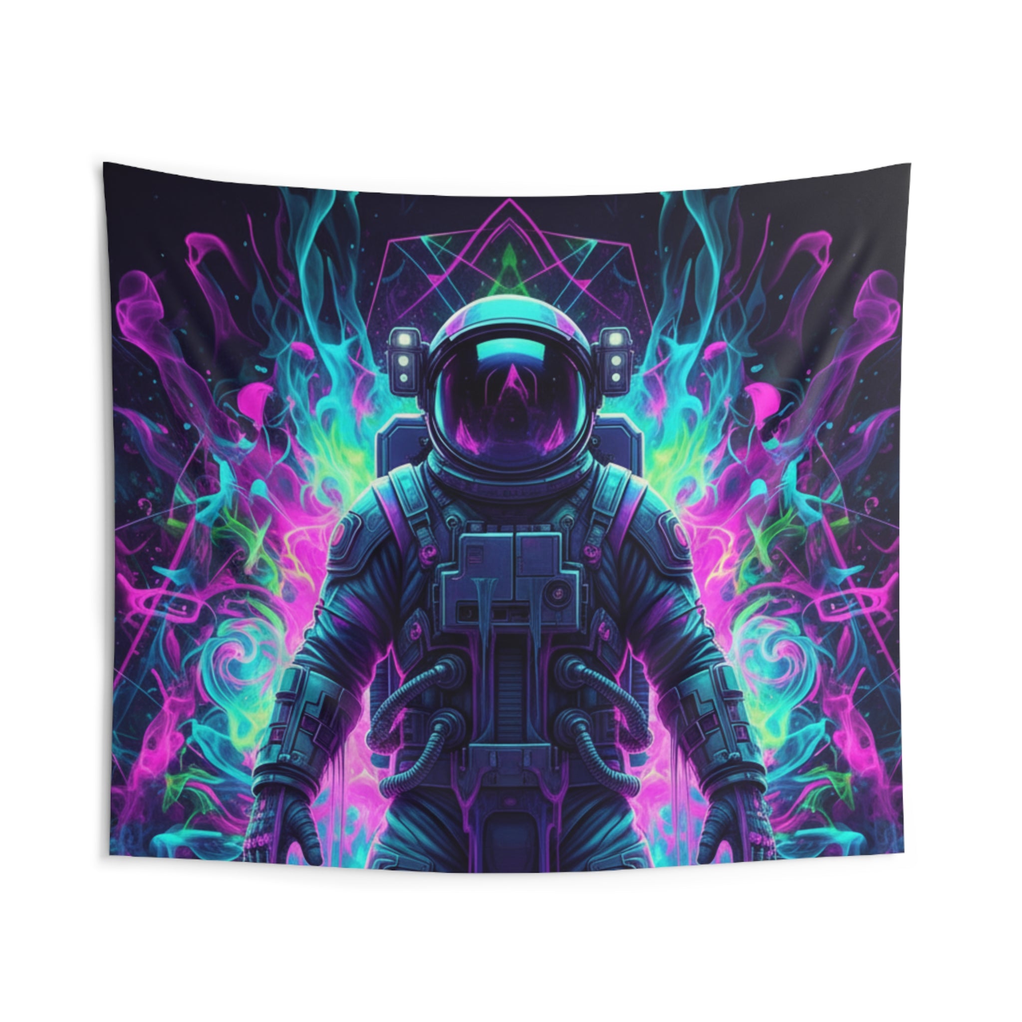 Astronaut Wall Tapestry — Neon Space Psychedelic Decor for Bedroom, Dorm, or Gaming Room