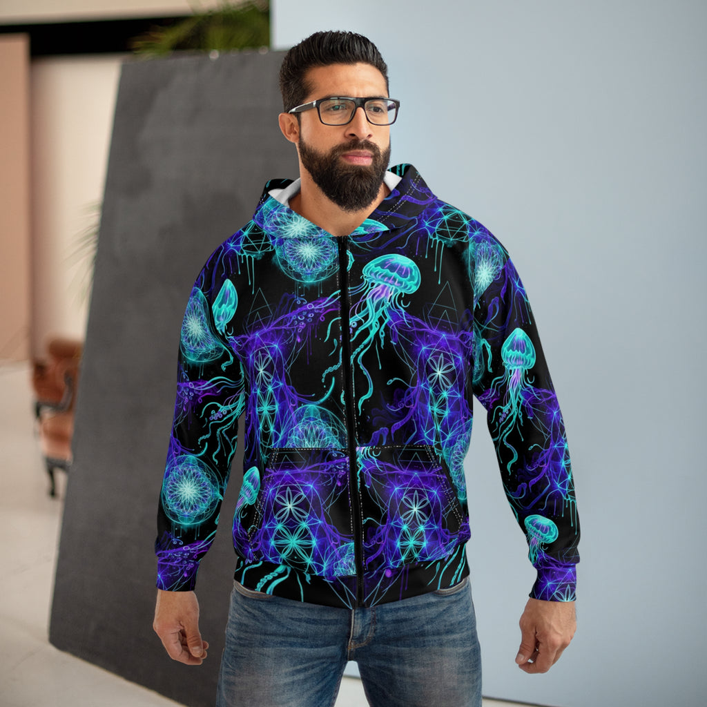 Neon Jellyfish Zip Hoodie
