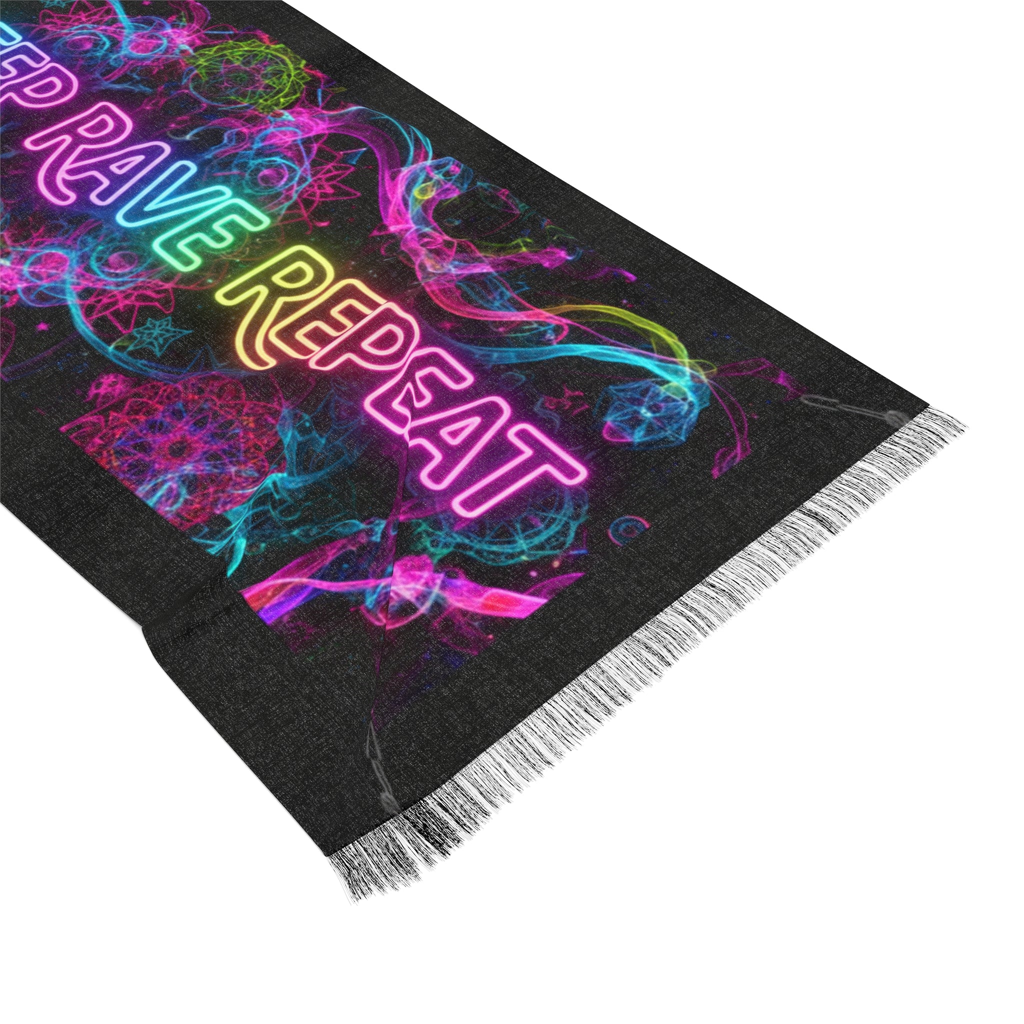 Rave Scarf — "Eat Sleep Rave Repeat" Neon Festival Scarf