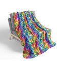 Bespattered Facade Rainbow Mosaic Vibrant Fleece Sherpa Blanket | 2 Colors & Sizes