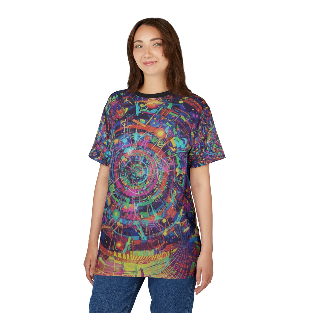 Psychedelic Cosmic Vortex Tee — All-Over Print Graphic Shirt