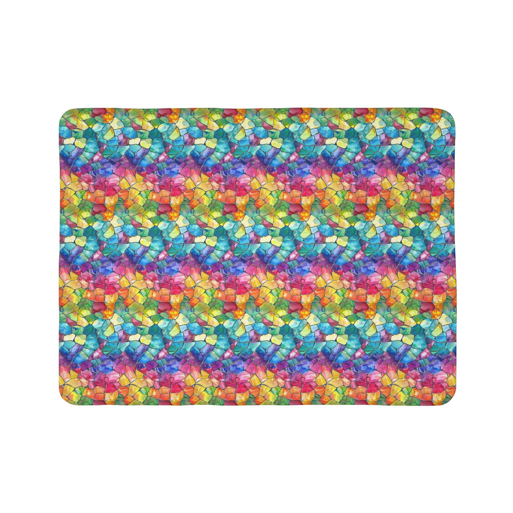 Bespattered Facade Rainbow Mosaic Vibrant Fleece Sherpa Blanket | 2 Colors & Sizes
