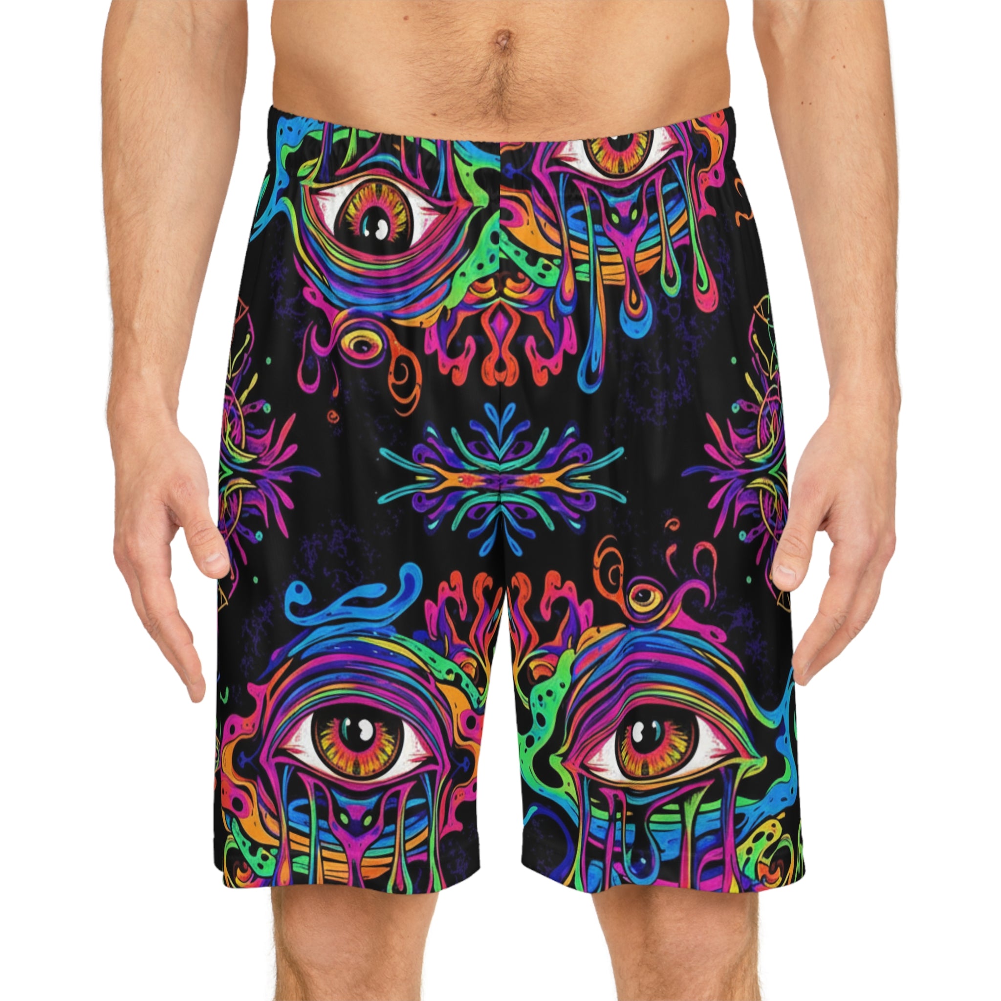Psychedelic Eye Print Basketball Shorts
