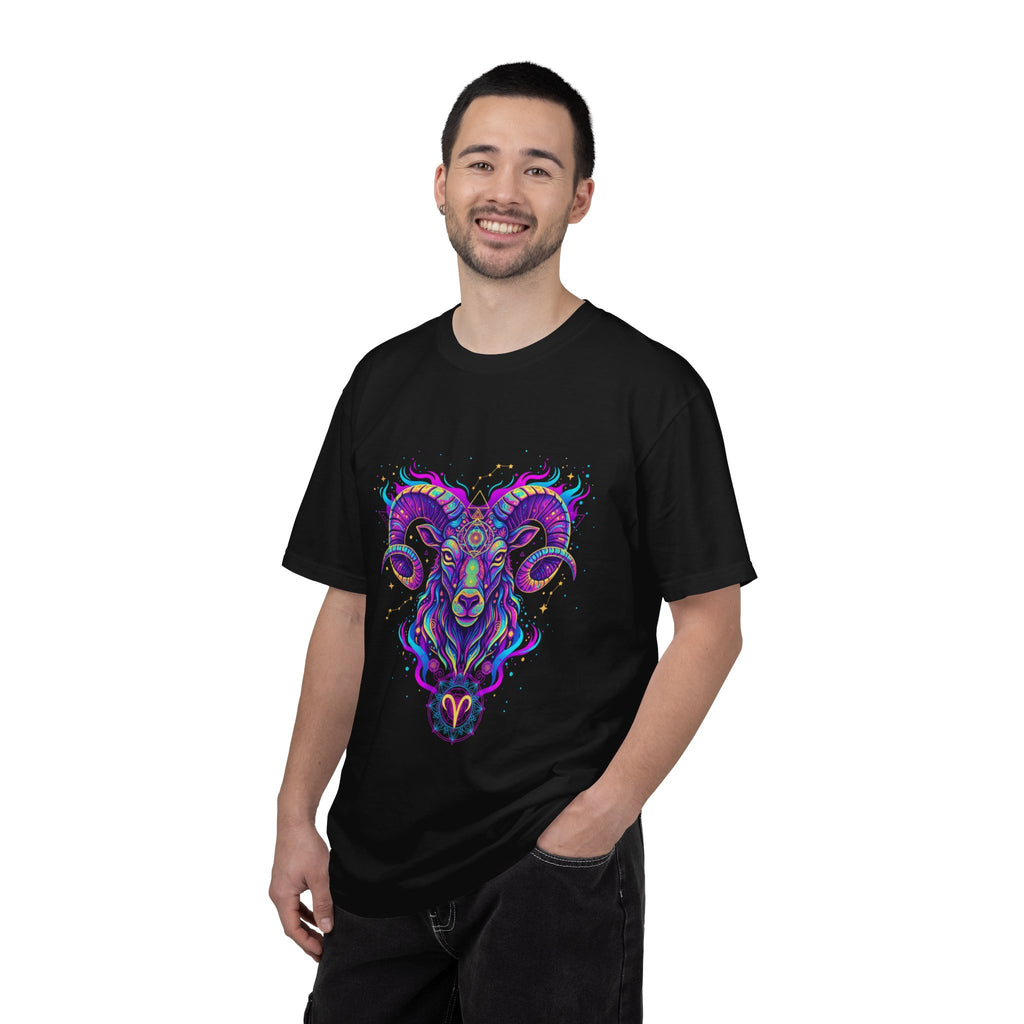 Aries Zodiac Neon Ram Astrology Graphic Tee