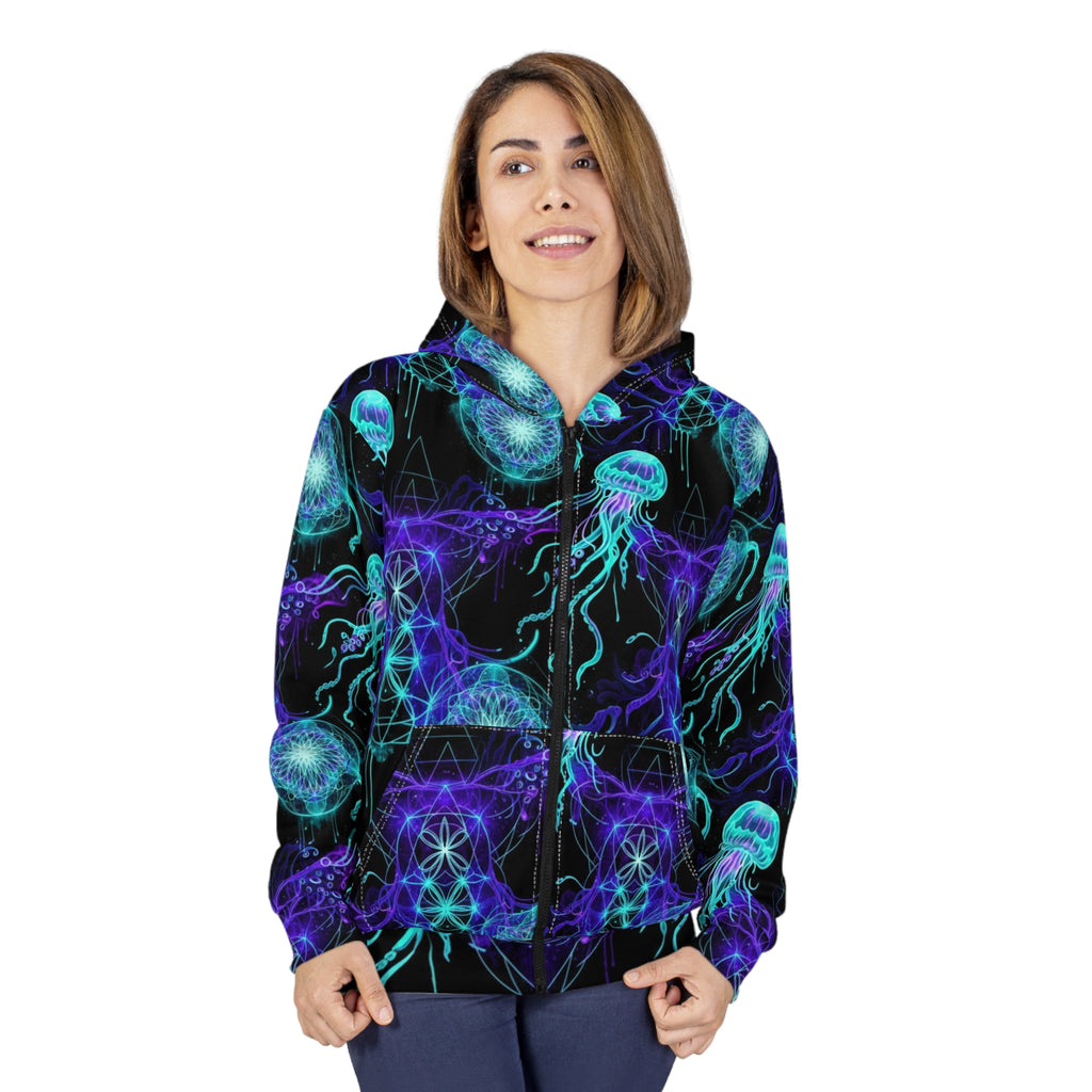 Neon Jellyfish Zip Hoodie