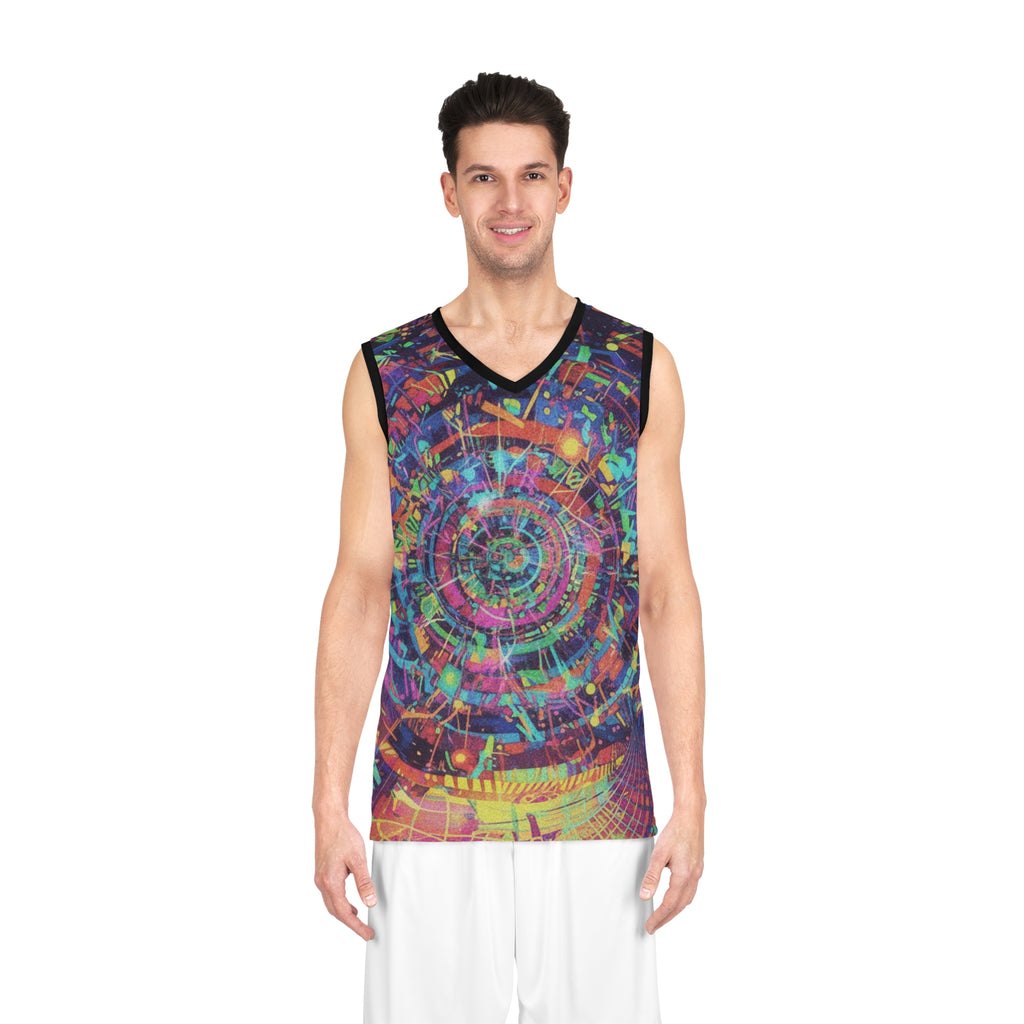 Psychedelic DJ Basketball Jersey — "Scratchy Itchy Brain Riddim"