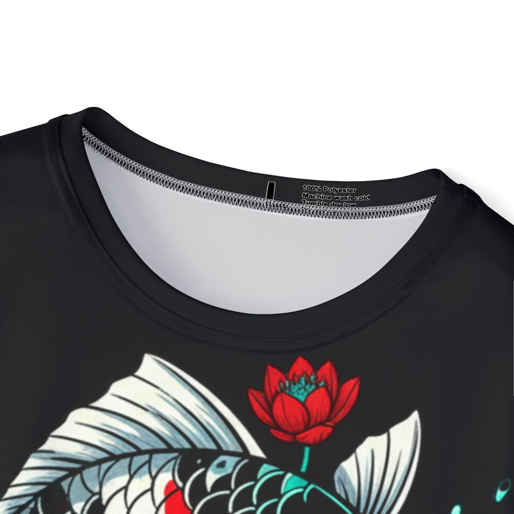 Koi Skull Graphic Jersey — Men’s Athletic Tee with Floral Tattoo Design