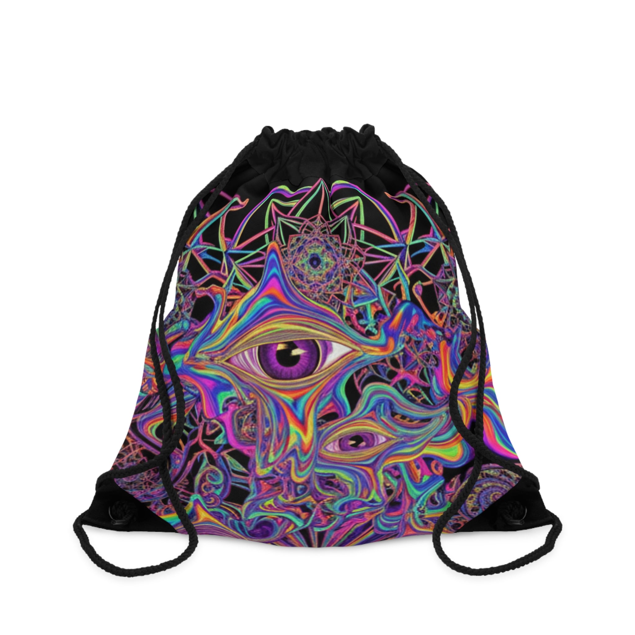 Psychedelic Third Eye Drawstring Bag – Trippy Mandala Festival Backpack