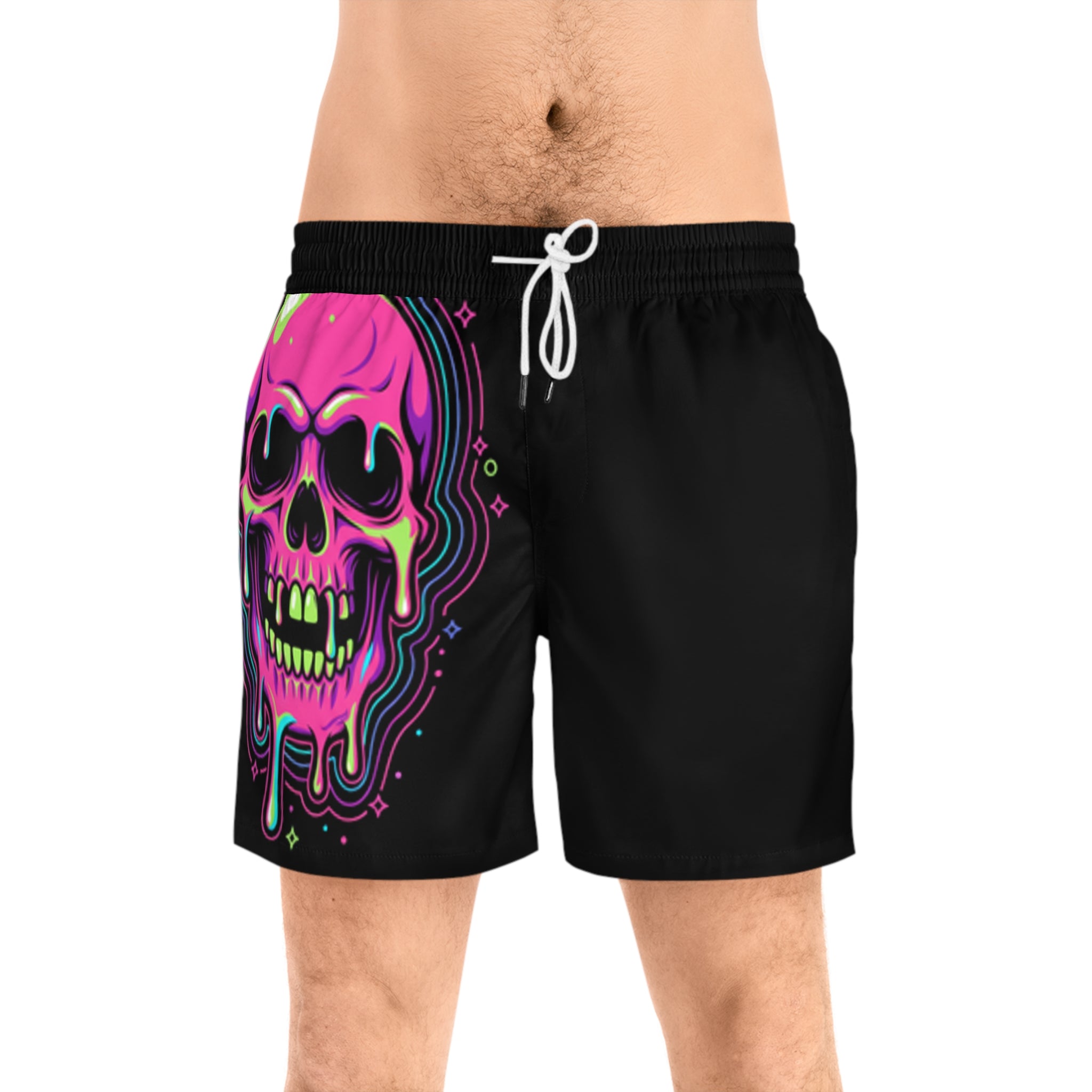 Acid Trip Skull Collection Men's Mid-Length Swim Shorts