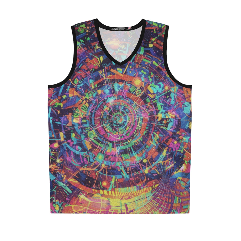 Psychedelic DJ Basketball Jersey — "Scratchy Itchy Brain Riddim"