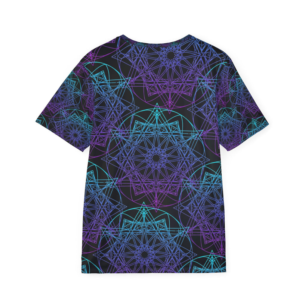 Geometric Mandala Sports Jersey – Neon Purple & Teal All-Over Print