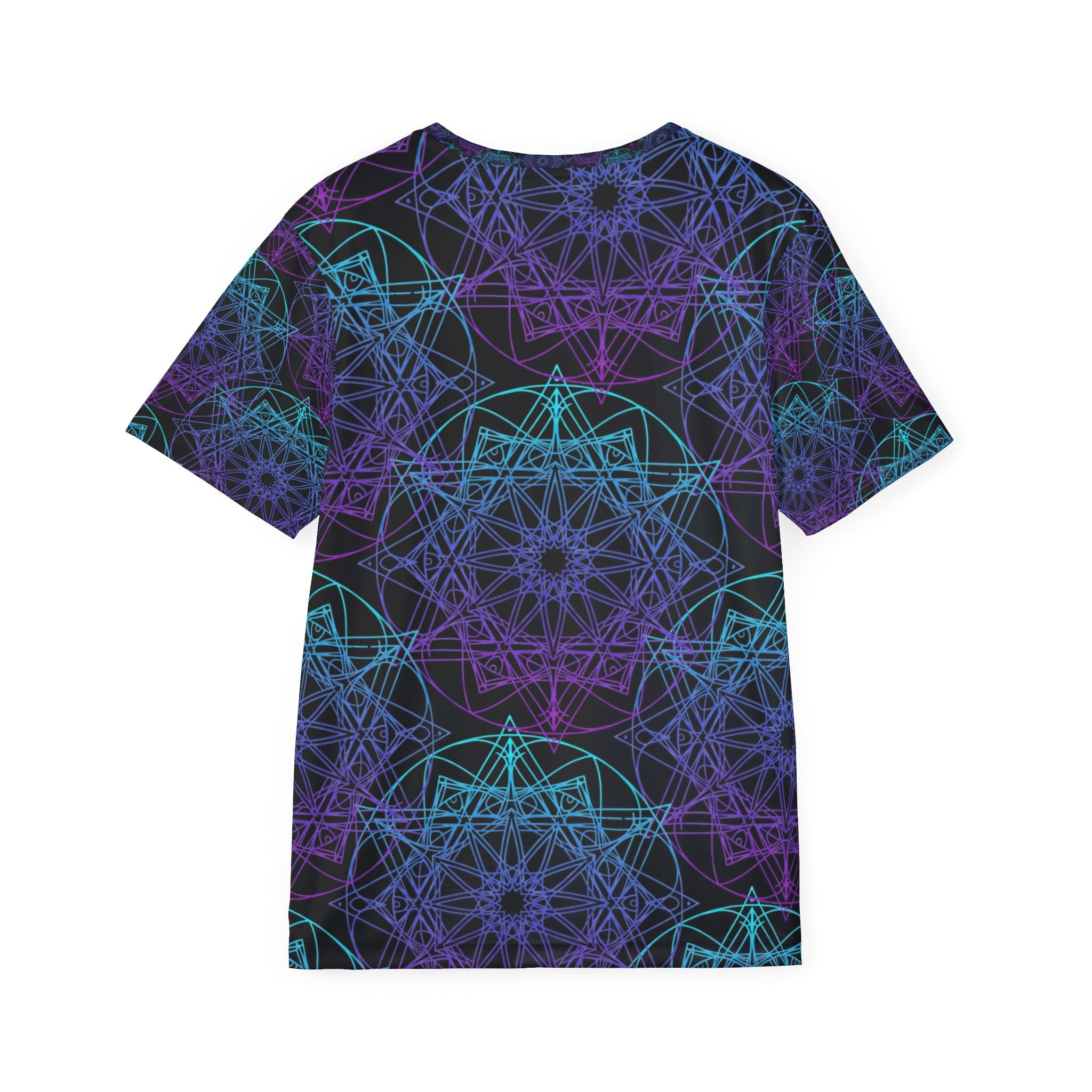 Geometric Mandala Sports Jersey – Neon Purple & Teal All-Over Print