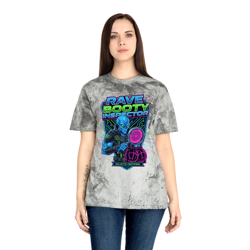 Rave Booty Inspector T‑Shirt — Neon Alien DJ Graphic Tee