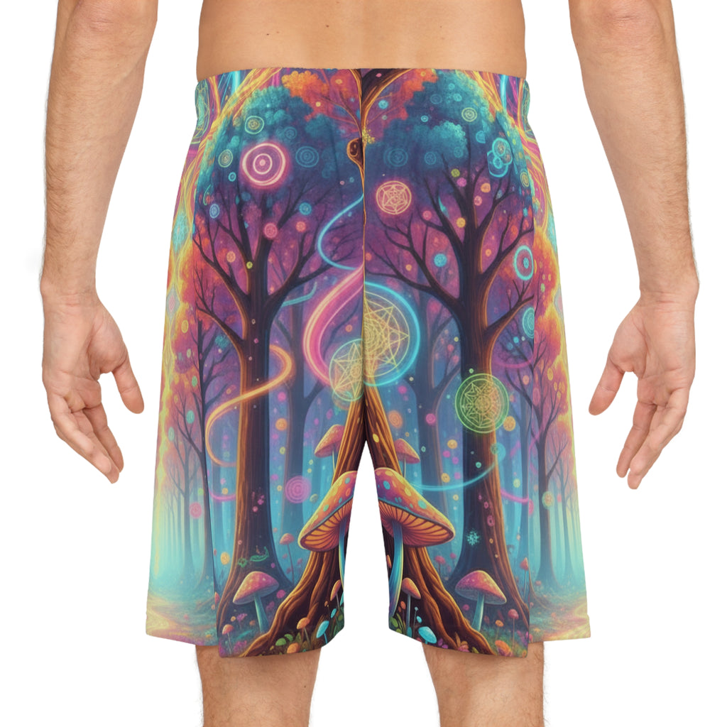 Psychedelic Fantasy Forest Basketball Shorts