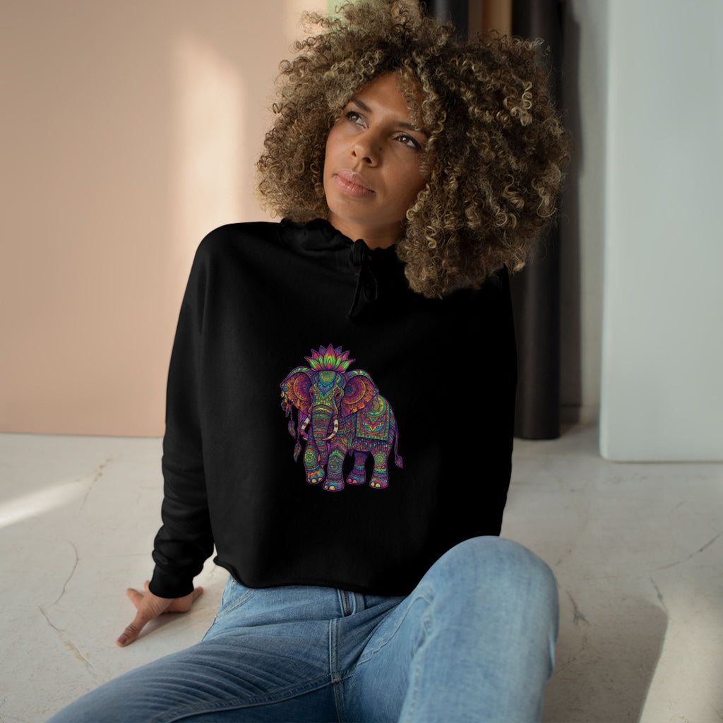 Boho Elephant Crop Hoodie