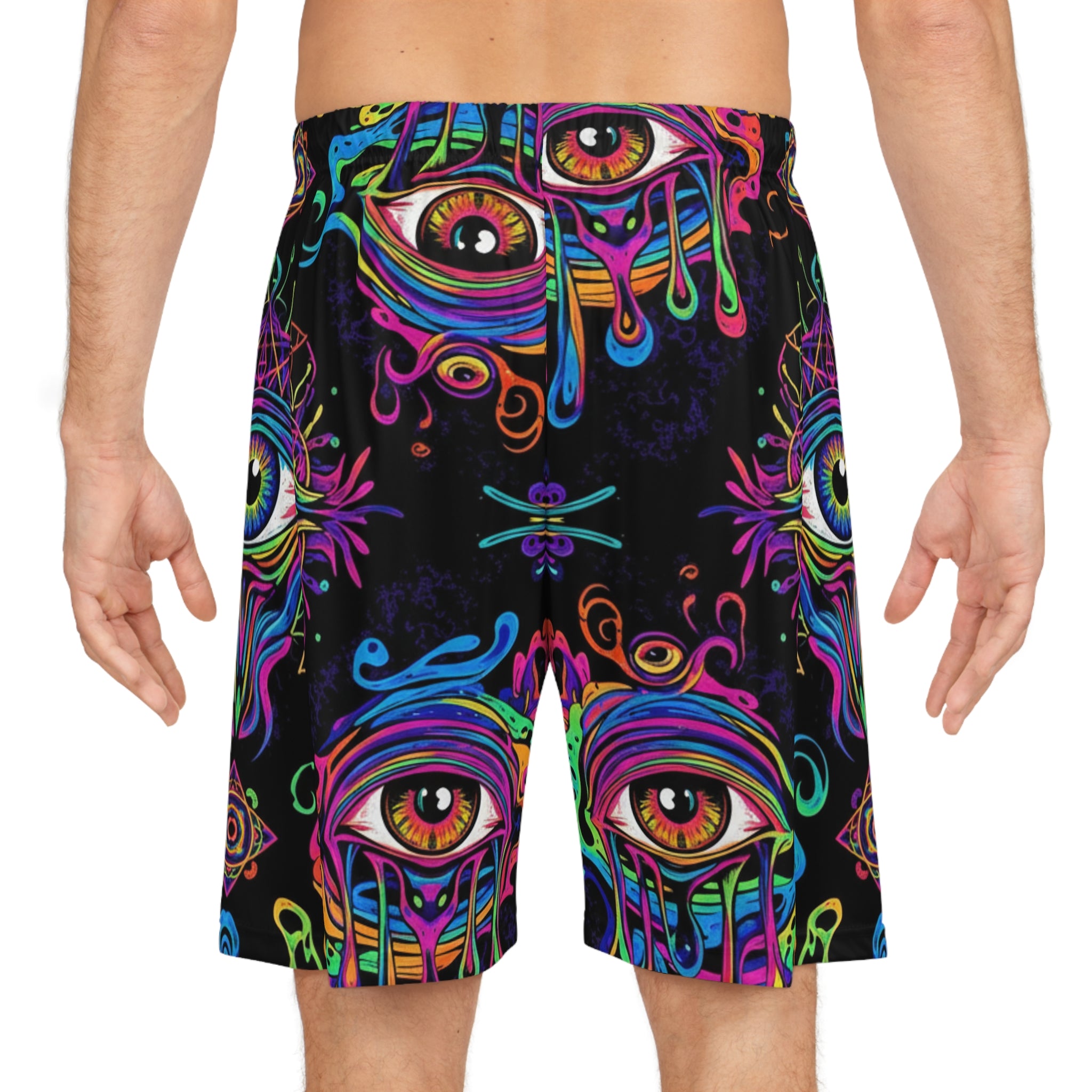 Psychedelic Eye Print Basketball Shorts