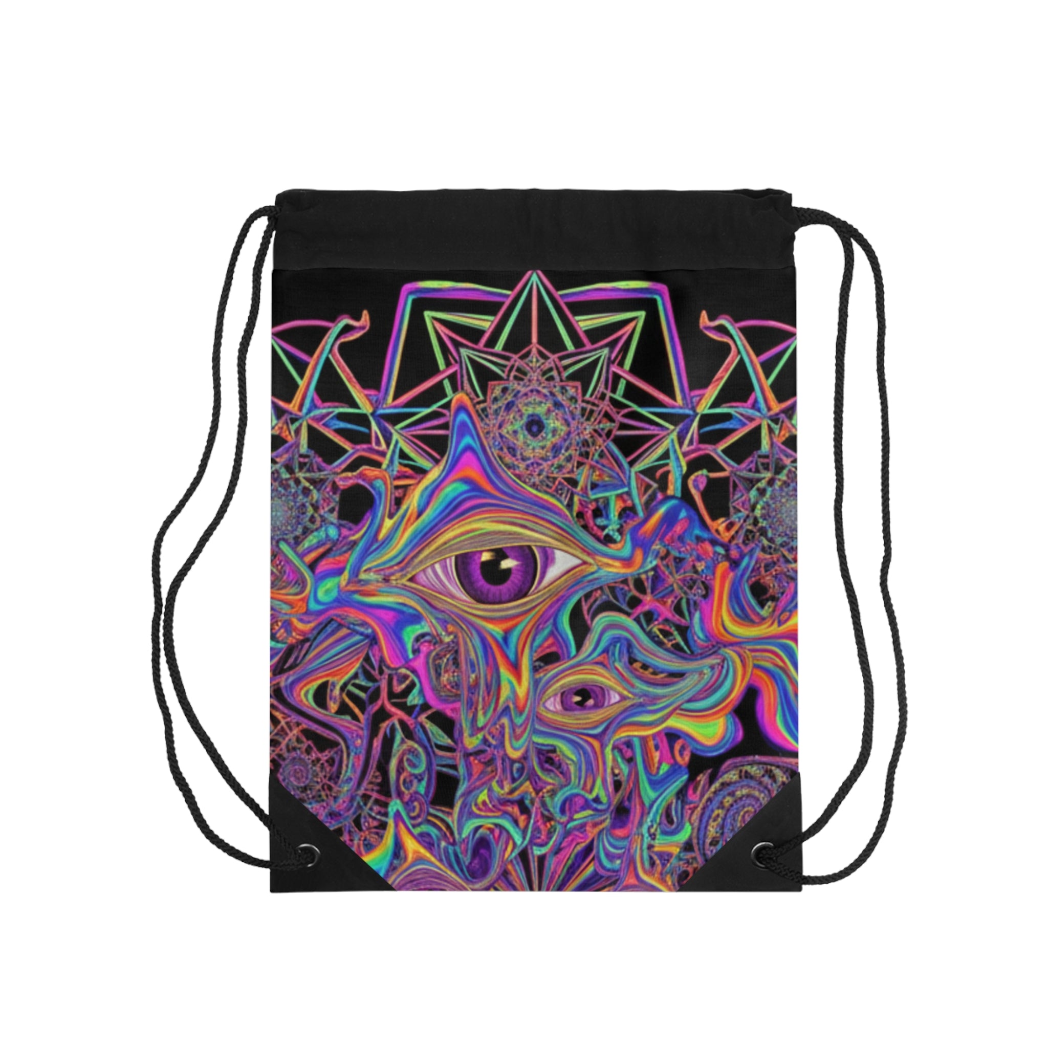 Psychedelic Third Eye Drawstring Bag – Trippy Mandala Festival Backpack
