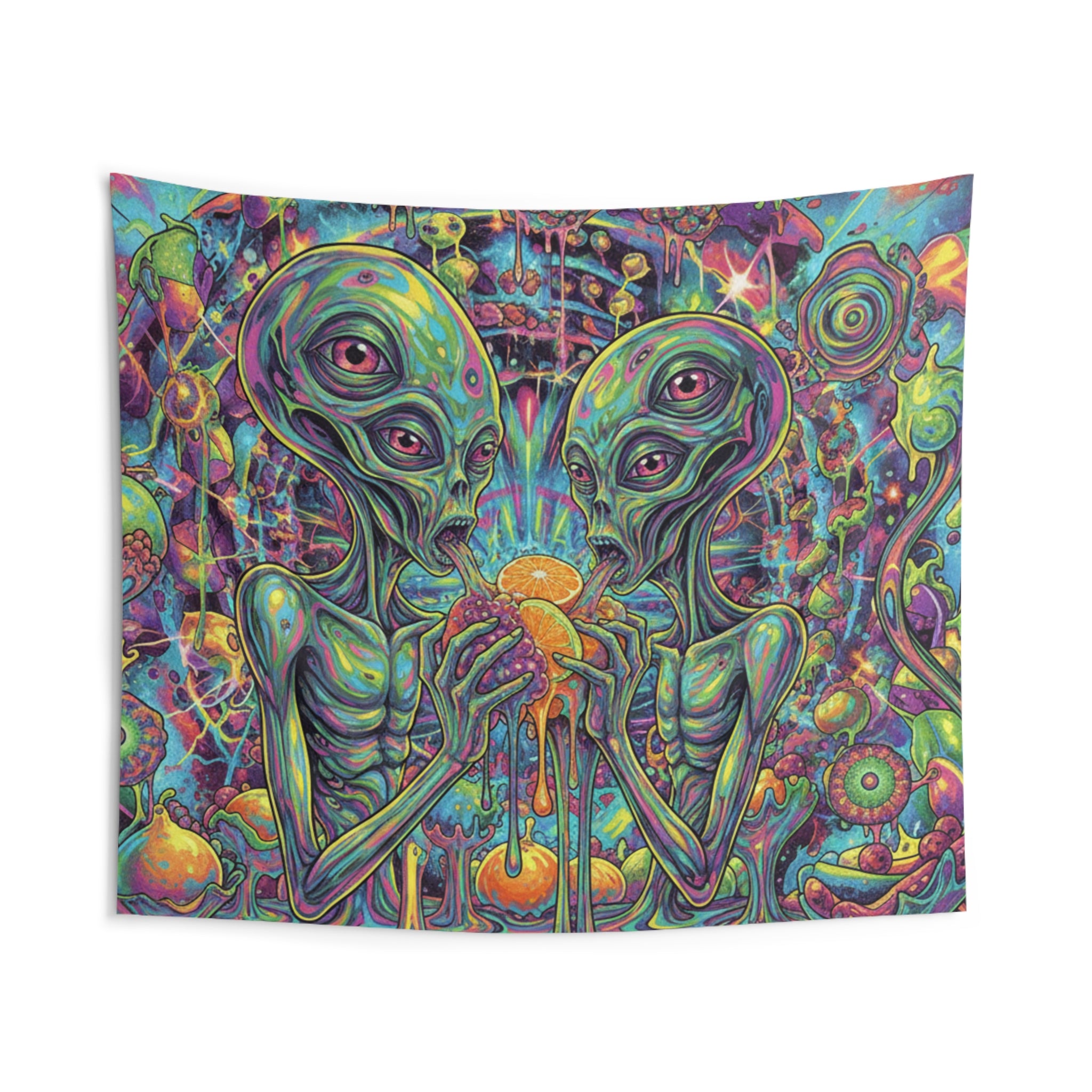 Psychedelic Alien Fruit Drip Tapestry
