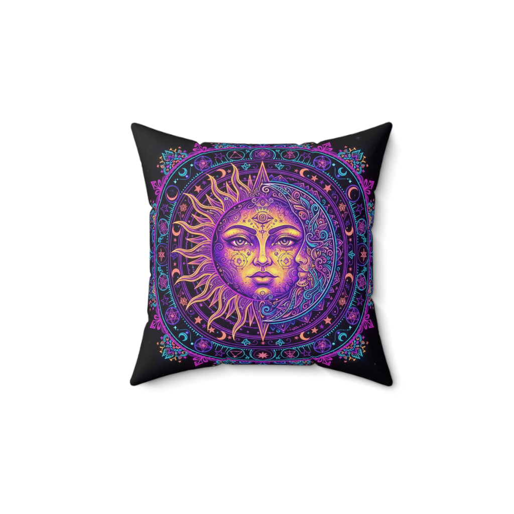Purple Sun & Moon Bohemian Pillow