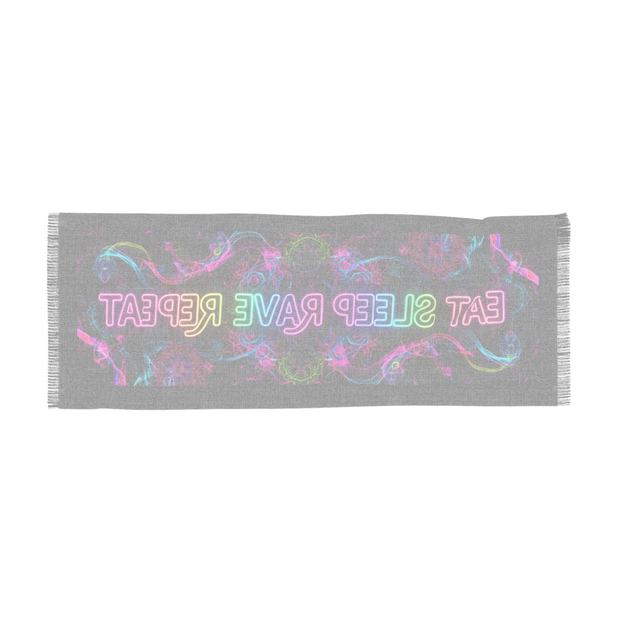 Rave Scarf — "Eat Sleep Rave Repeat" Neon Festival Scarf