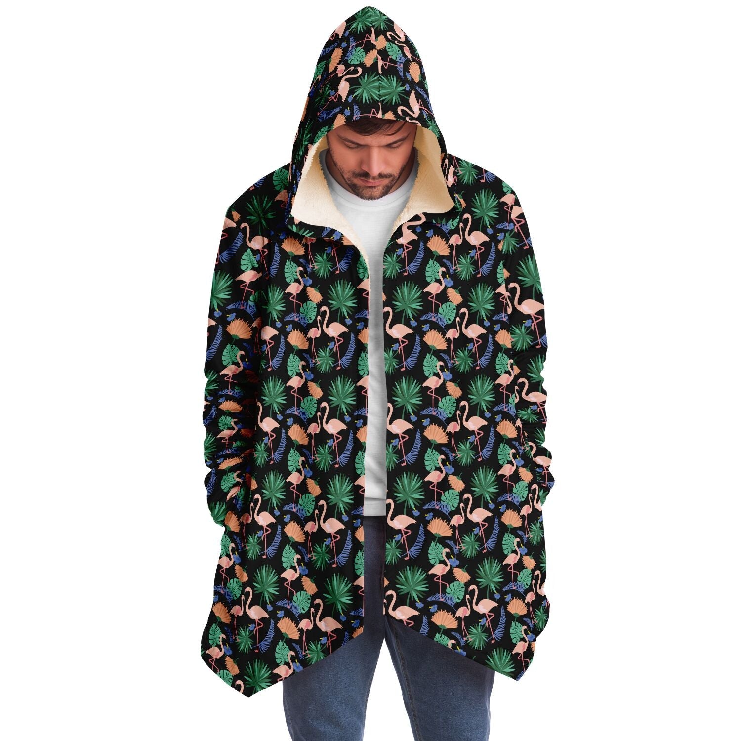 Flamingo Exotic Floral Cloak Hoodie