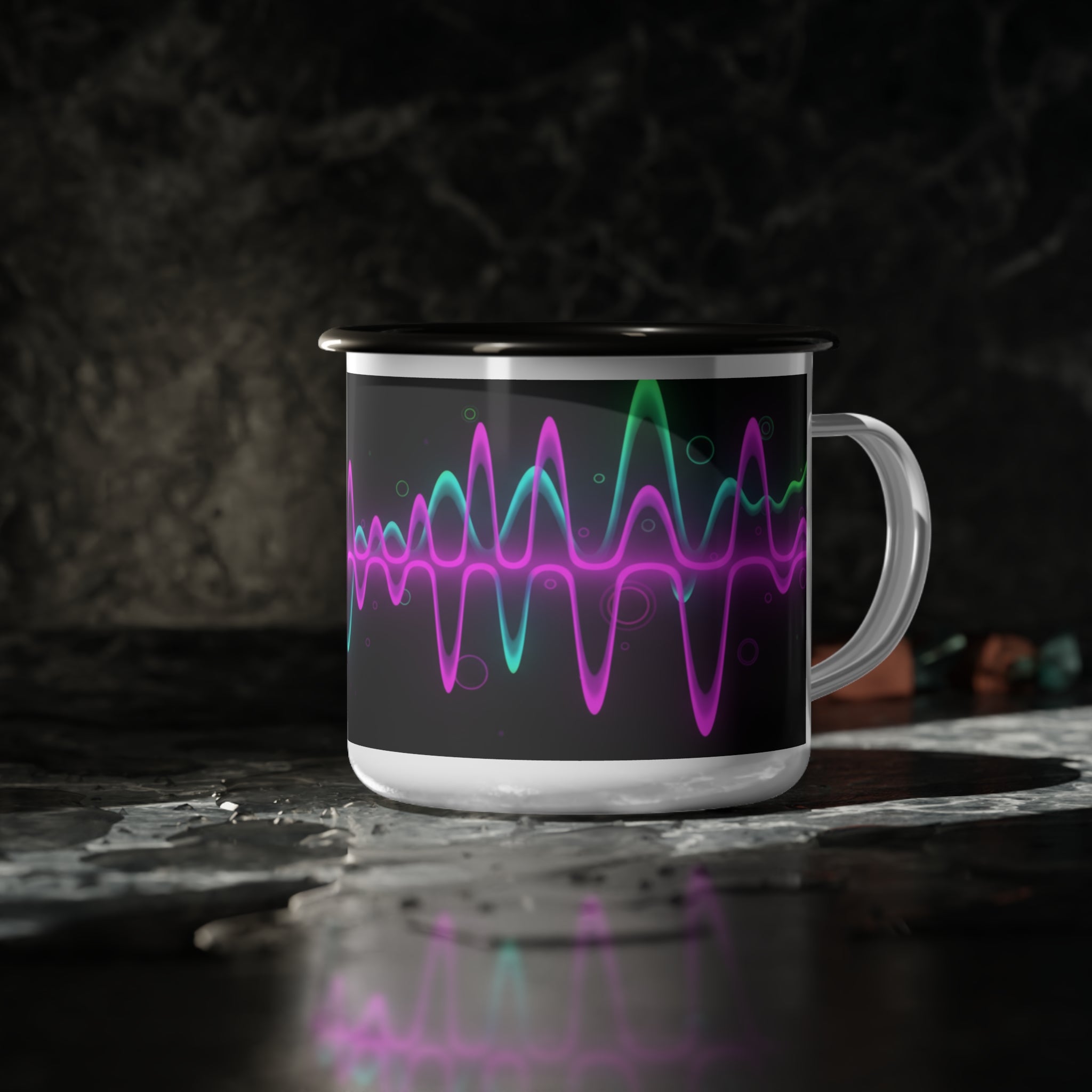 Neon Soundwave Enamel Camp Cup