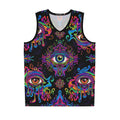 Psychedelic All-Over Print Basketball Jersey — Neon Dripping Third Eye Design