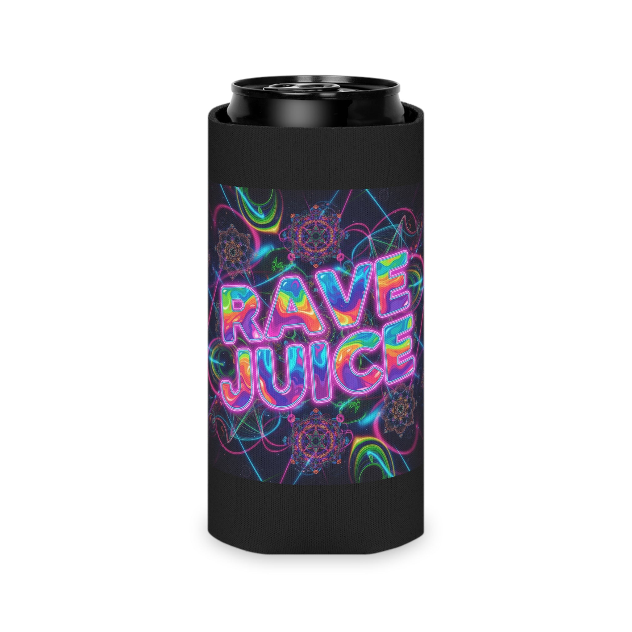 Neon Rave Juice Can Coozie