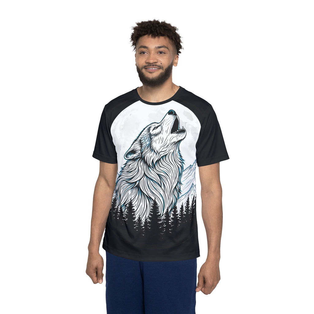 Howling Wolf Sports Jersey — Moonlit Wilderness Graphic Tee