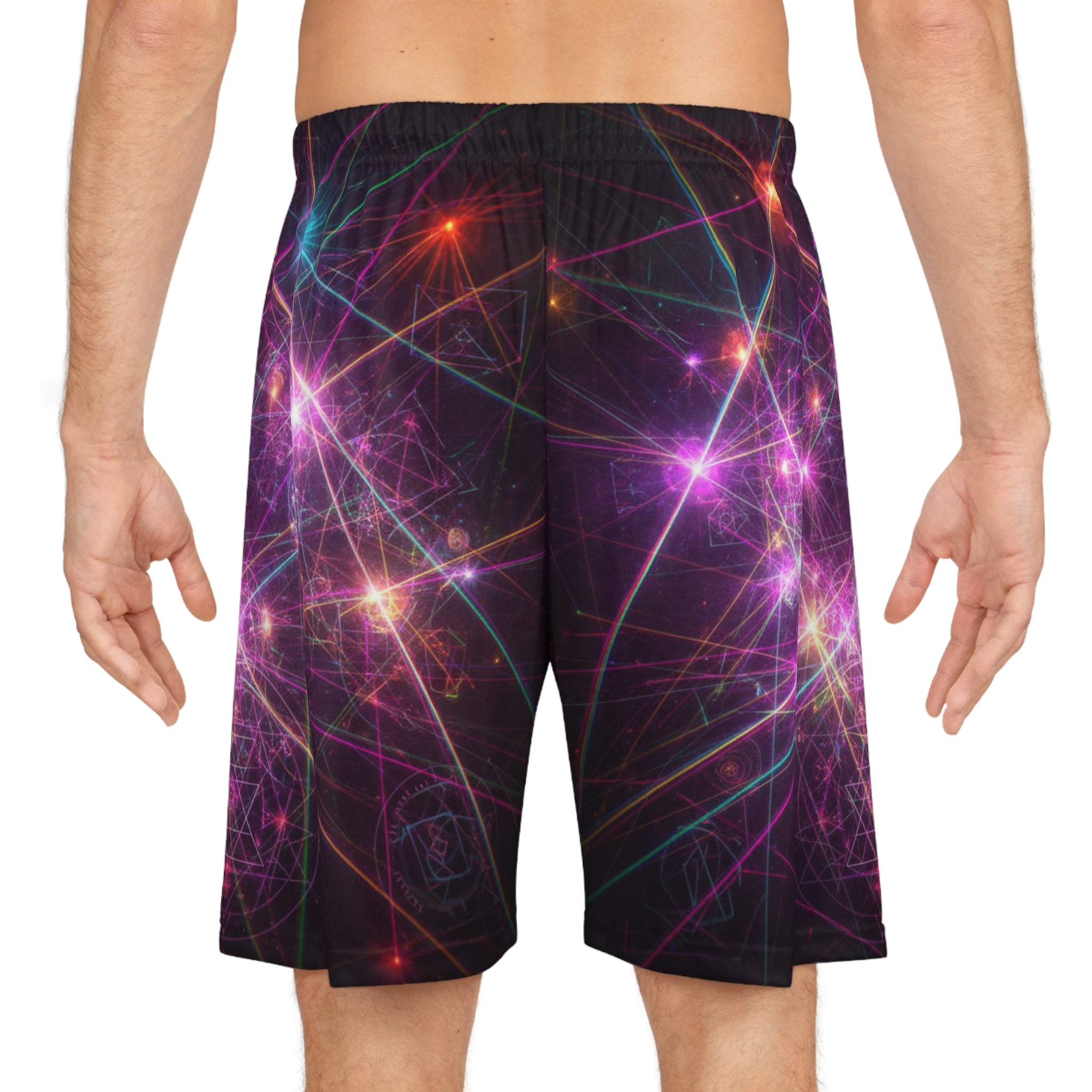 Neon Galaxy Basketball Shorts — Cosmic Light AOP Athletic Shorts