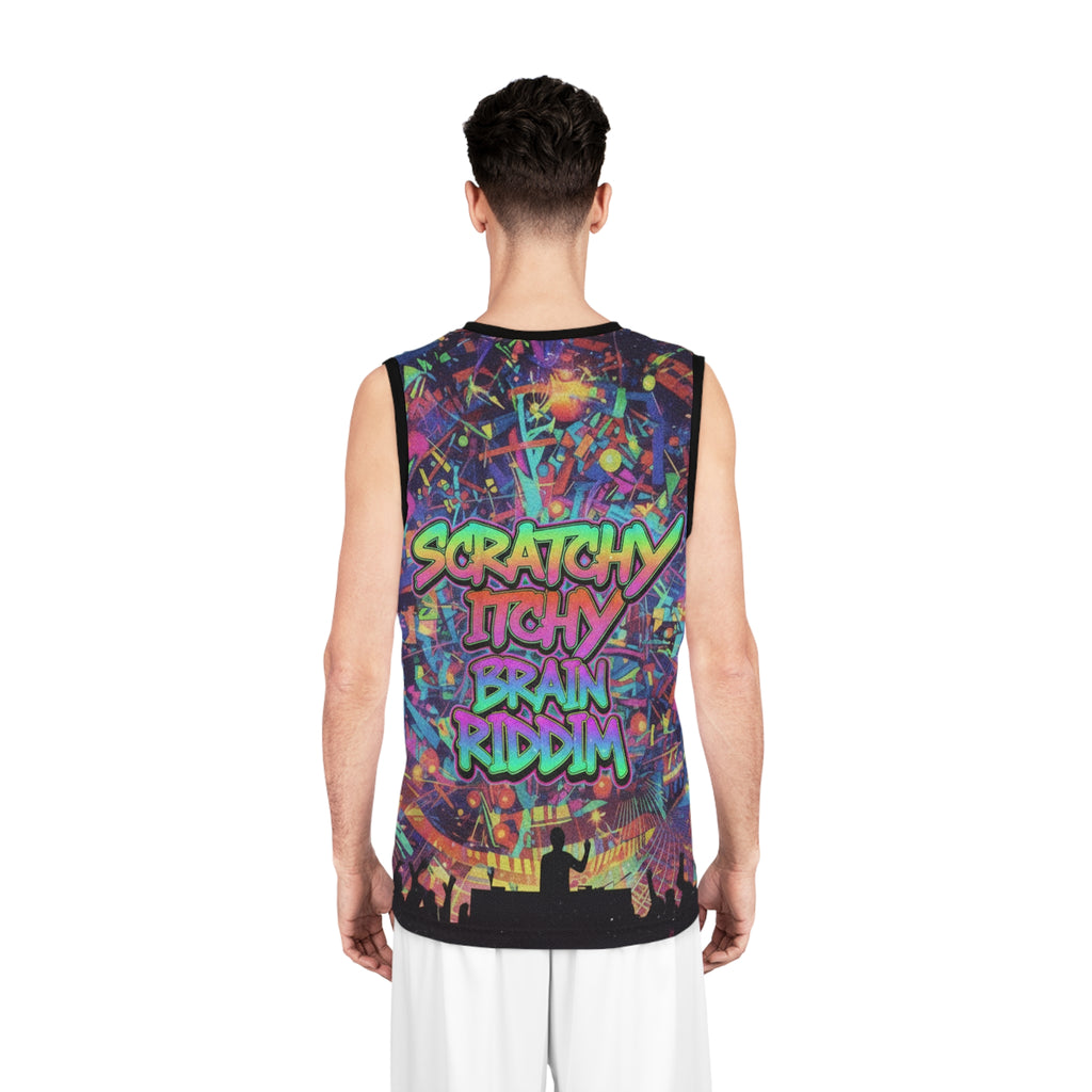Psychedelic DJ Basketball Jersey — "Scratchy Itchy Brain Riddim"
