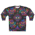 Psychedelic All-Over Print Sweatshirt — Neon Dripping Eyes Mystic Design