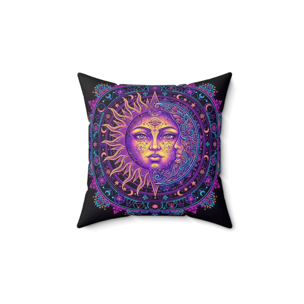 Purple Sun & Moon Bohemian Pillow