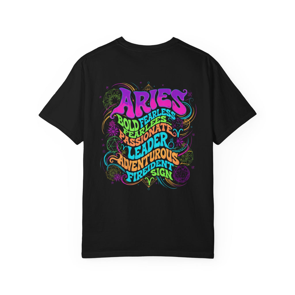 Aries Zodiac Neon Ram Astrology Graphic Tee