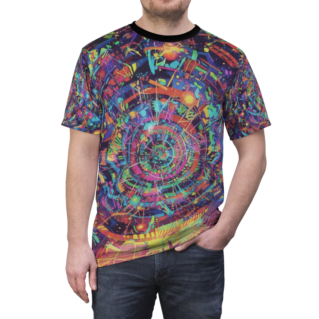 Psychedelic Cosmic Vortex Tee — All-Over Print Graphic Shirt