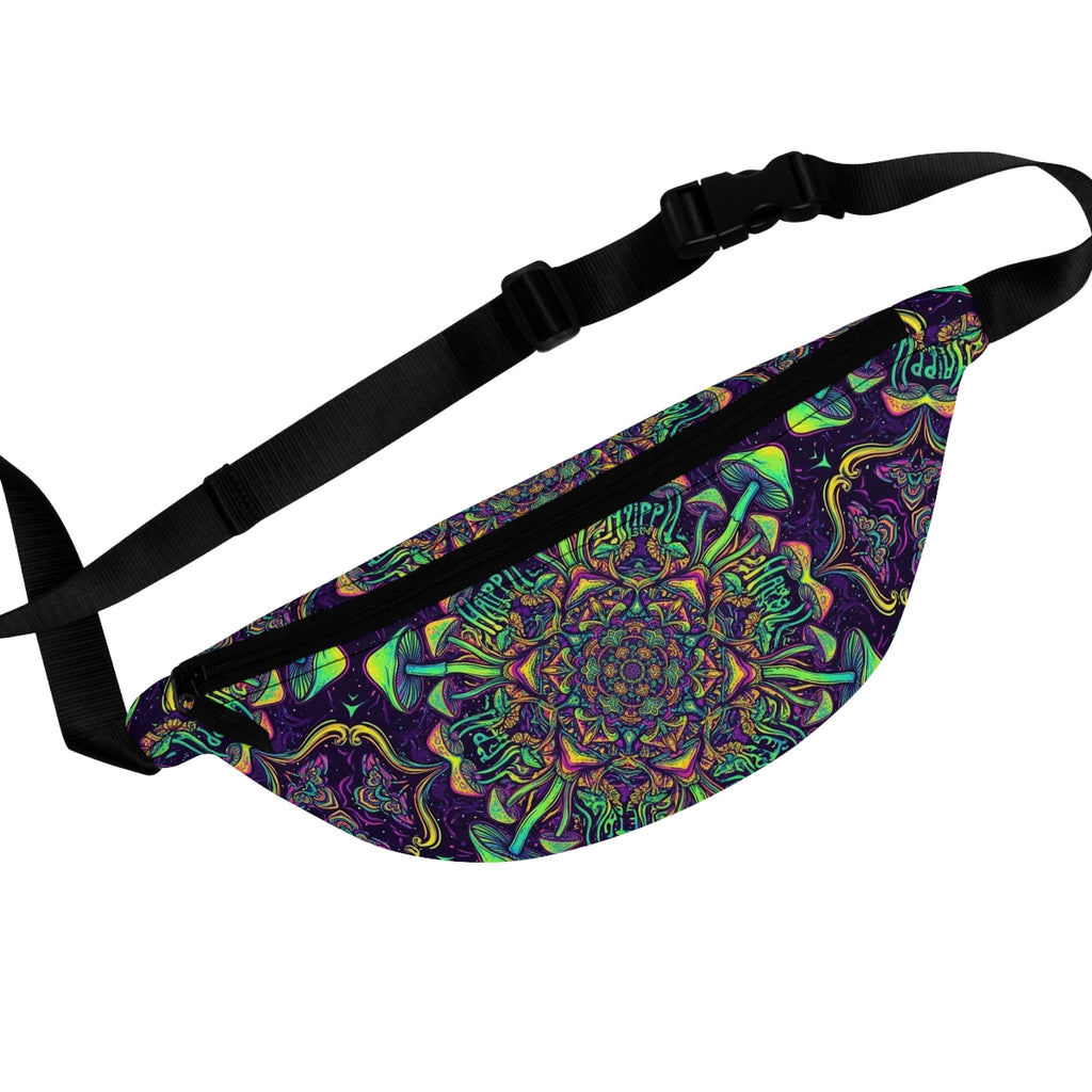 Psychedelic Mandala Fanny Pack Neon Mushroom Festival Waist Bag