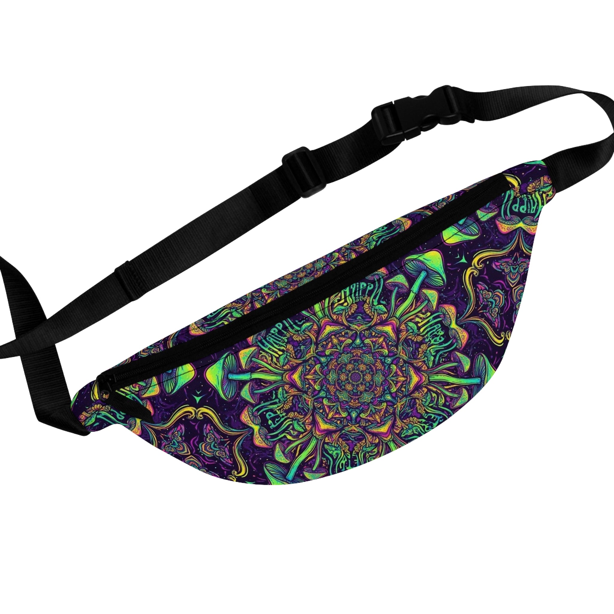 Psychedelic Mandala Fanny Pack Neon Mushroom Festival Waist Bag
