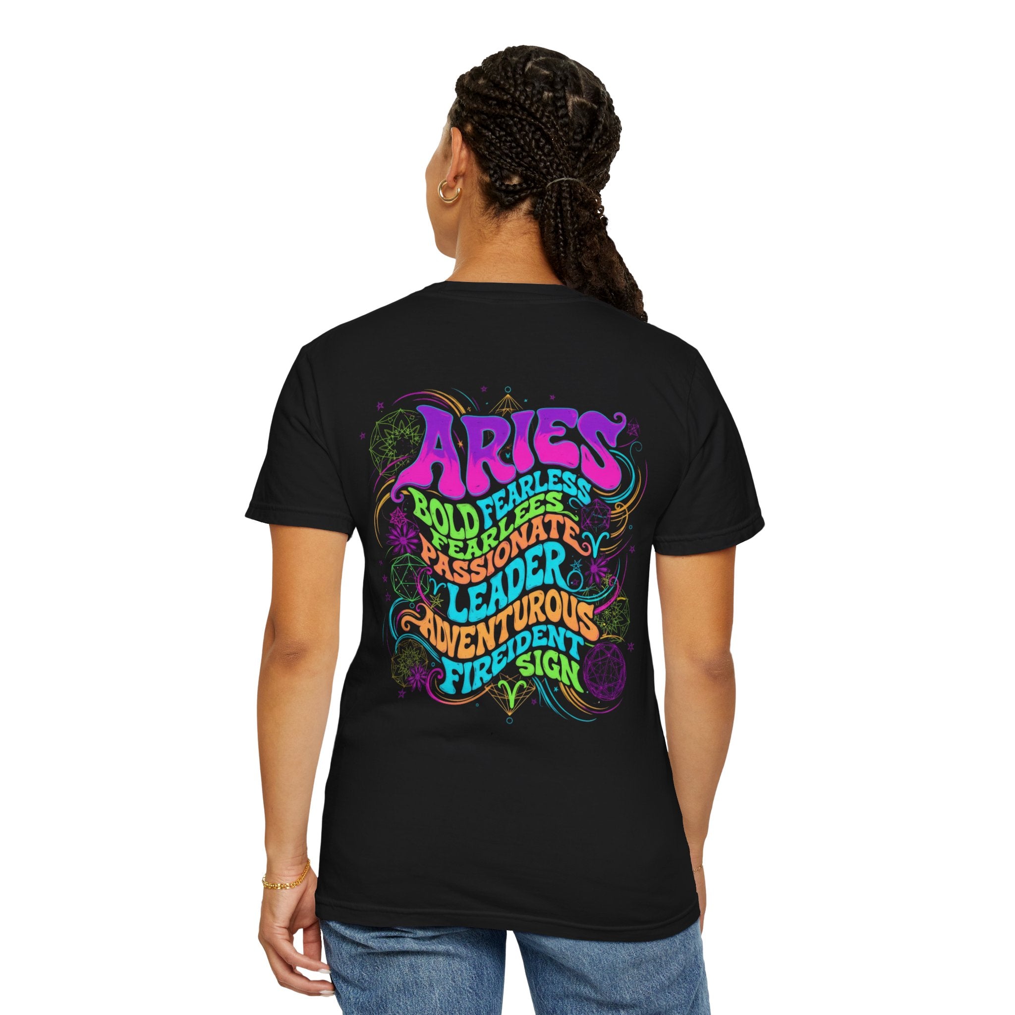 Aries Zodiac Neon Ram Astrology Graphic Tee