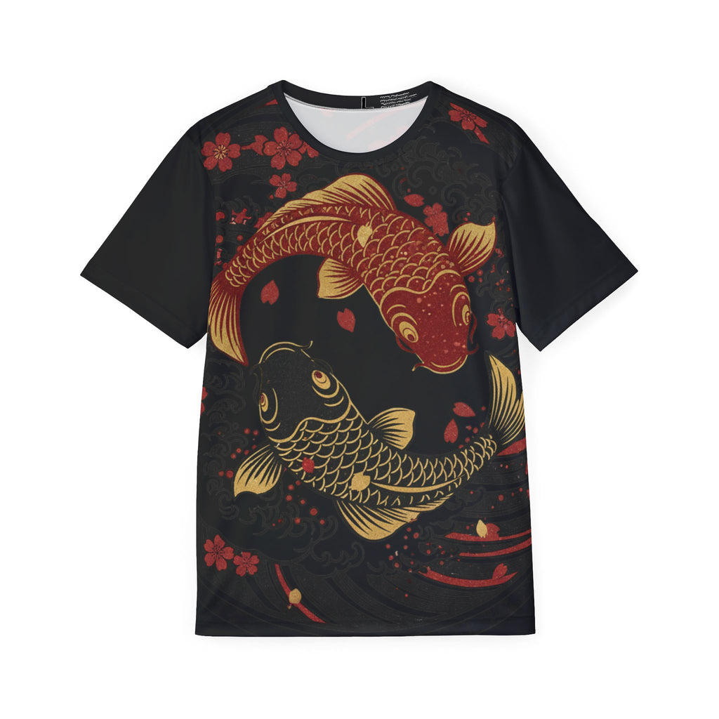 Koi Yin Yang Sports Jersey – Gold & Red Japanese Koi Fish Athletic Tee