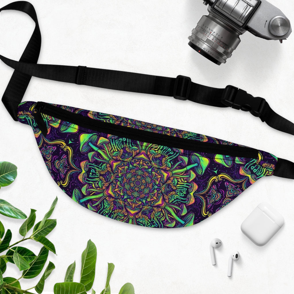 Psychedelic Mandala Fanny Pack Neon Mushroom Festival Waist Bag