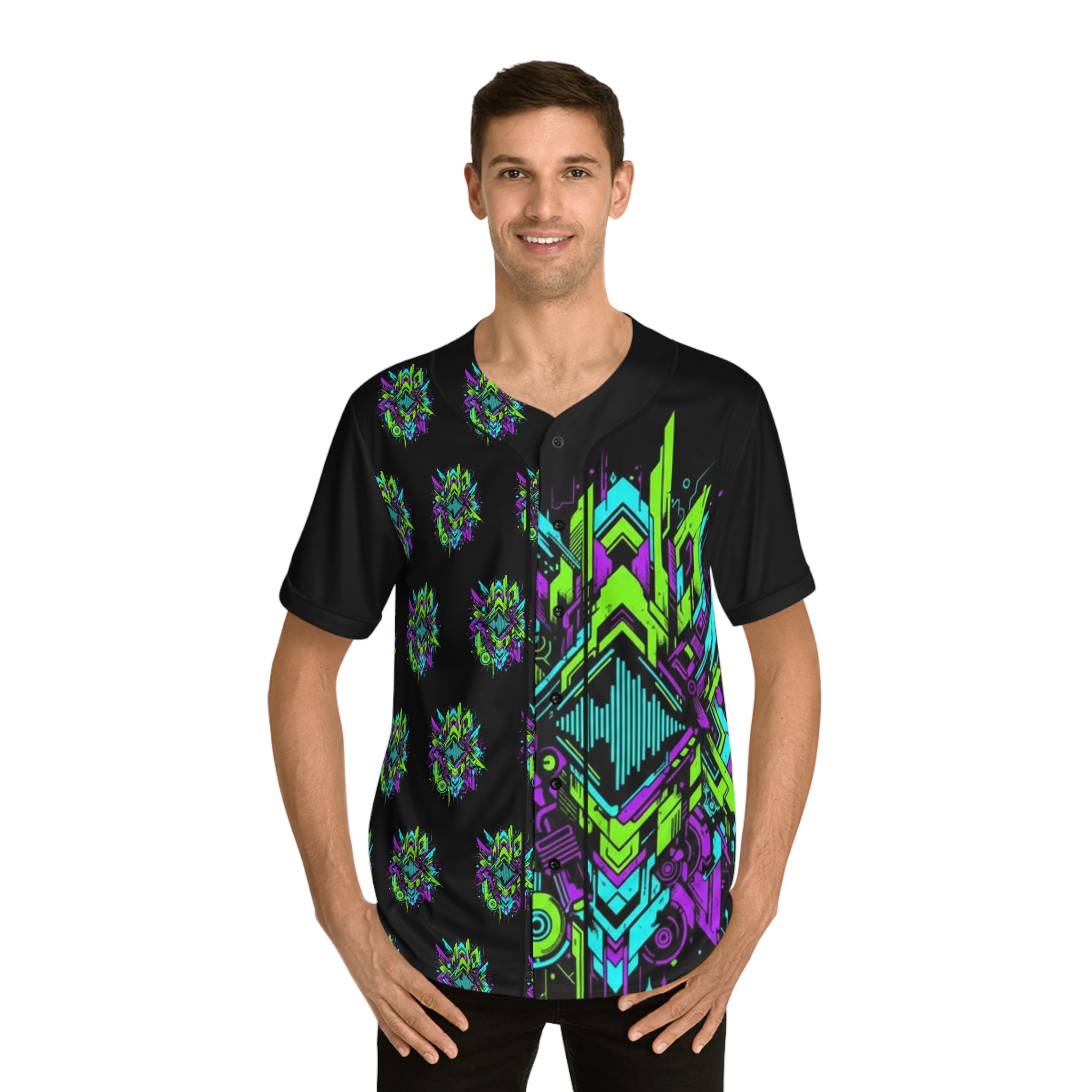 Neon Geometric Riddim Baseball Jersey