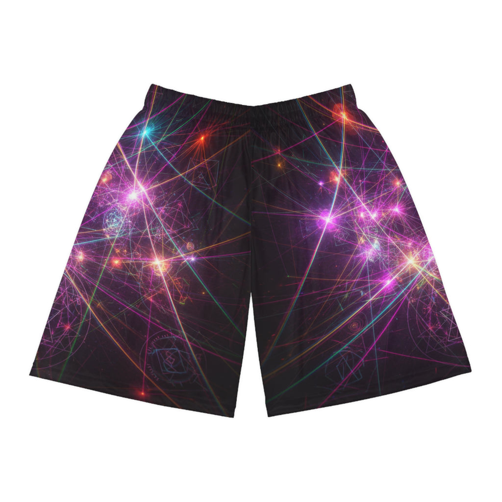 Neon Galaxy Basketball Shorts — Cosmic Light AOP Athletic Shorts