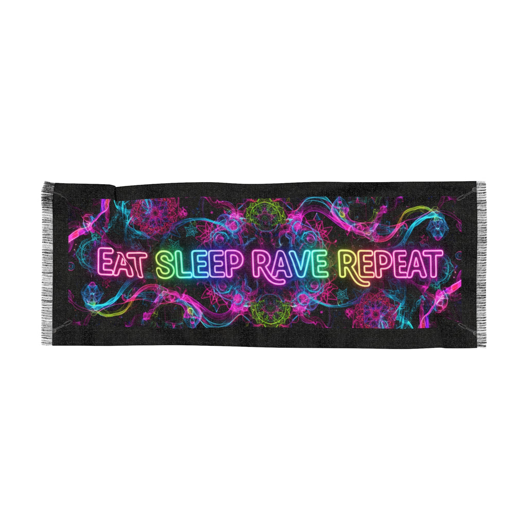 Rave Scarf — "Eat Sleep Rave Repeat" Neon Festival Scarf