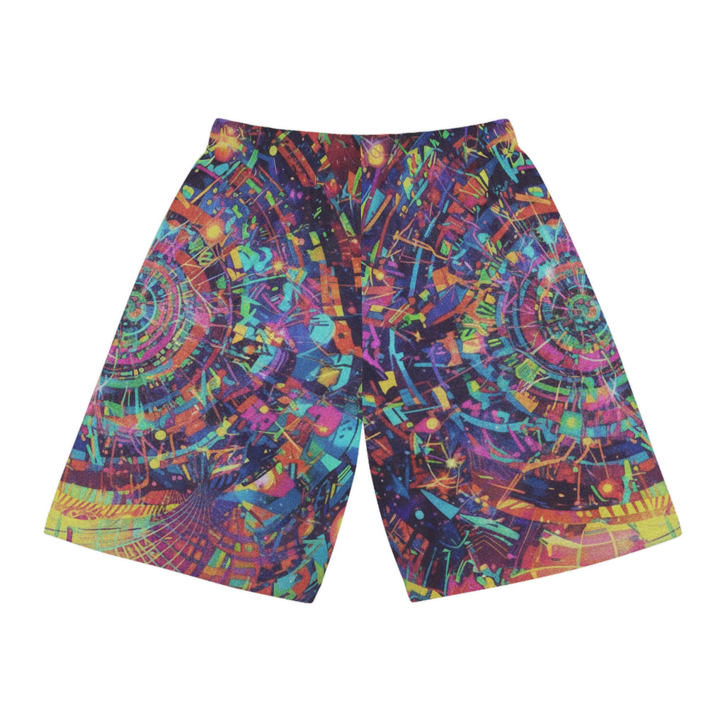 Abstract Neon Galaxy Basketball Shorts